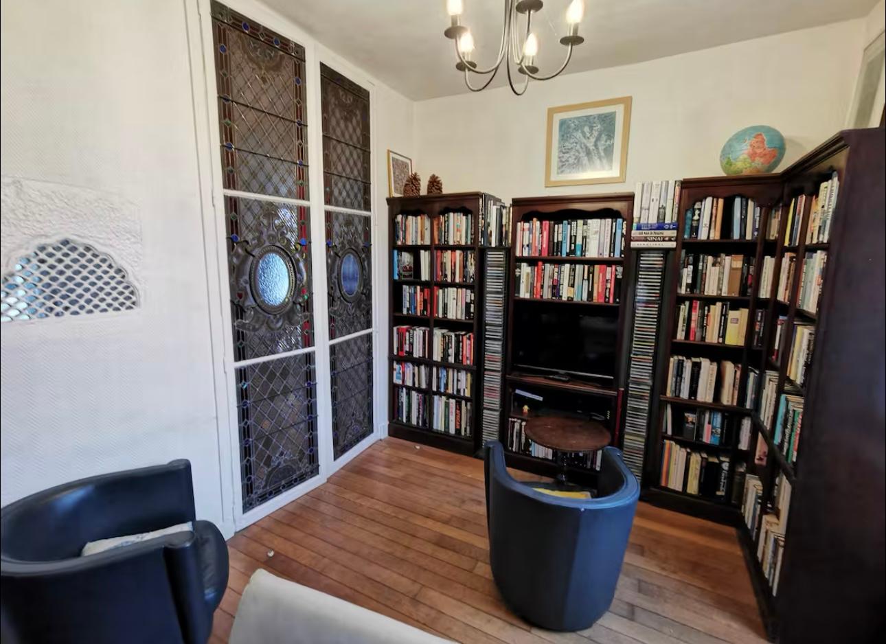 Book-lined library